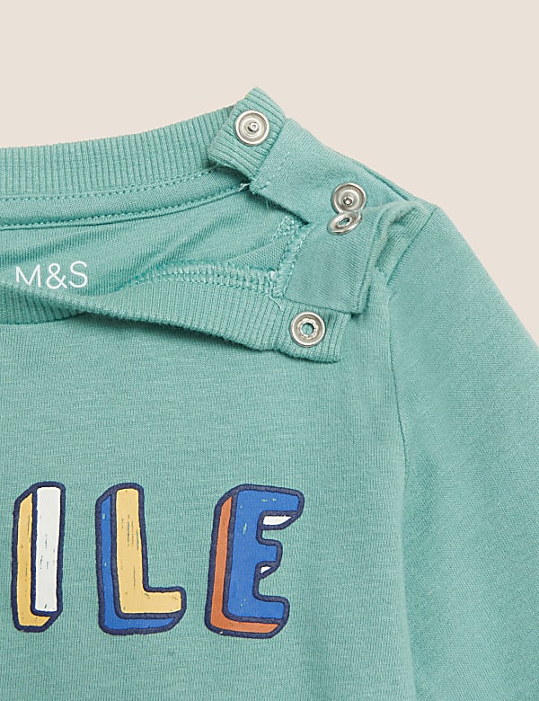 Pure Cotton Smile Slogan Top