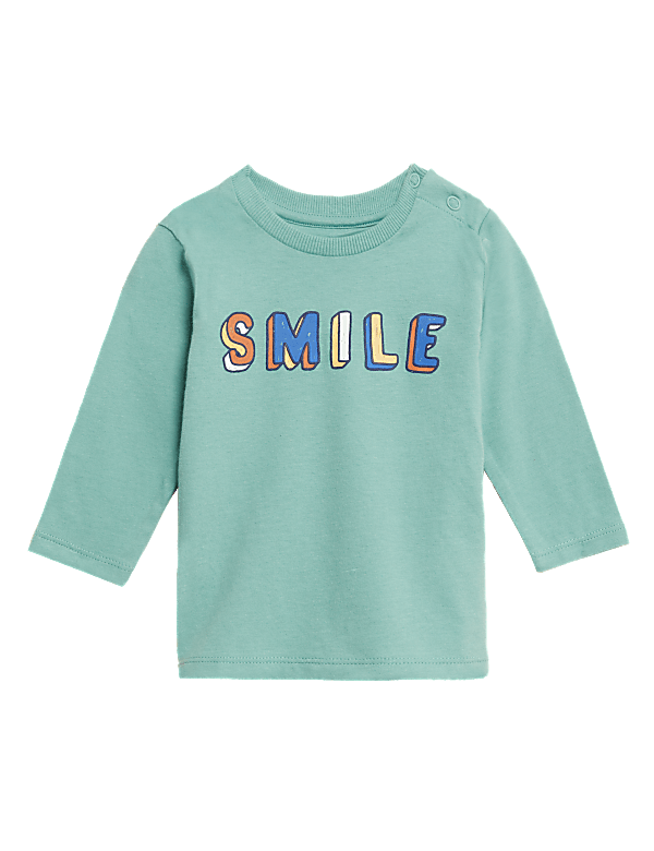 Pure Cotton Smile Slogan Top