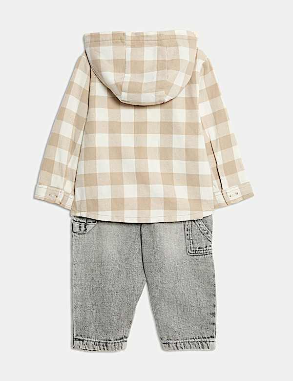 תלבושת משבצות 3 חלקים מכותנה טהורה עם חולצת ז'קט (0-‏6 שנים) - IL