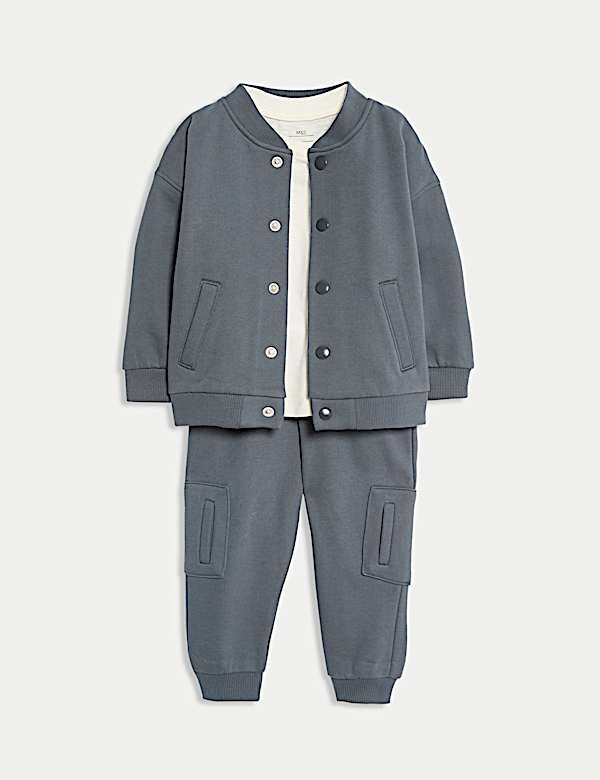3pc Cotton Rich Bomber Jacket Outfit (0-6 Yrs) - KG