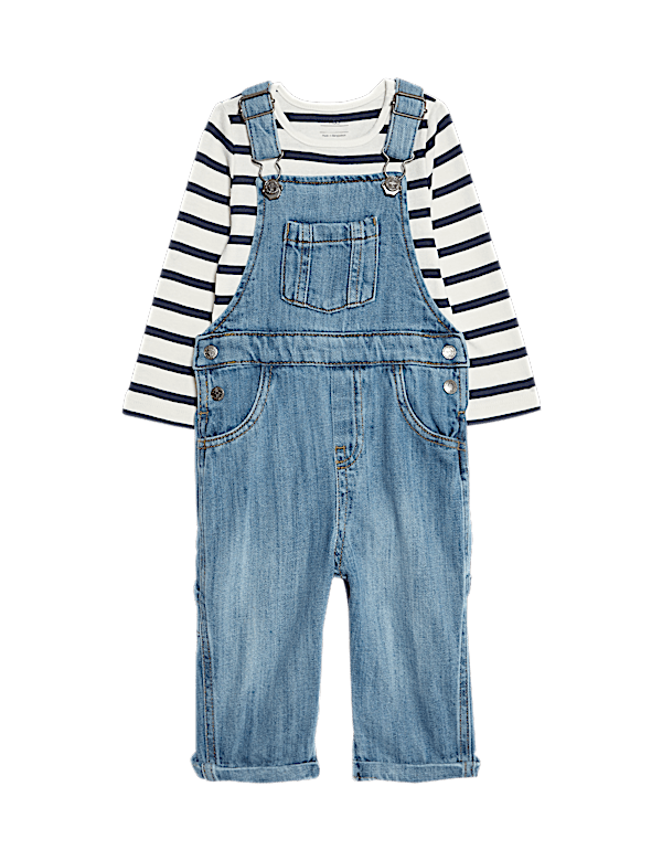 2pc Pure Cotton Denim Dungaree Outfit (0-3 Yrs)