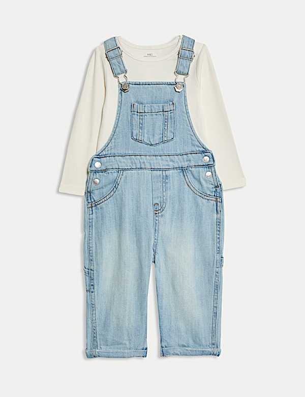 2pc Pure Cotton Denim Dungaree Outfit (0-3 Yrs)