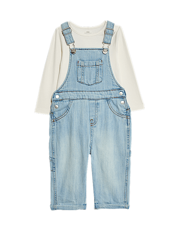 2pc Pure Cotton Denim Dungaree Outfit (0-3 Yrs)