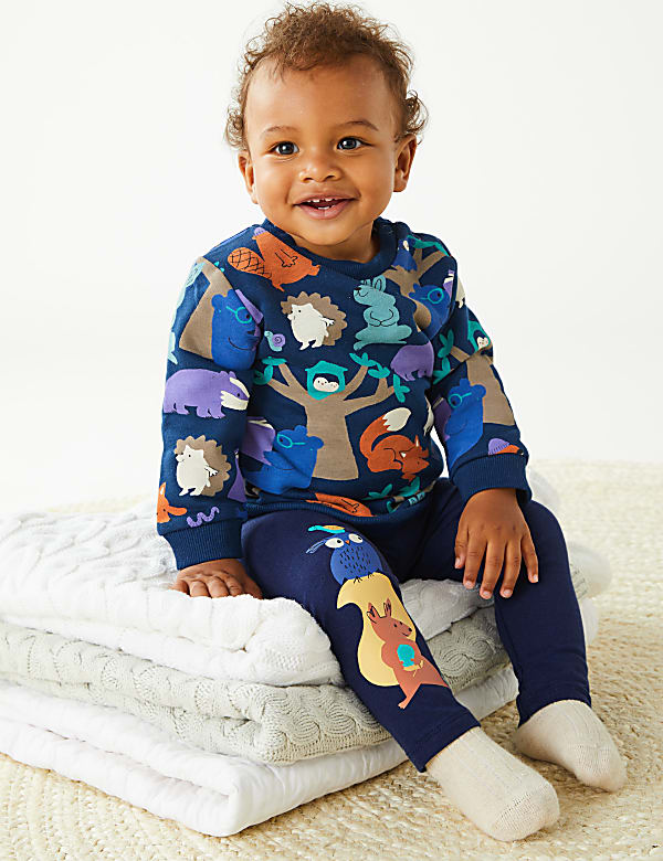 Cotton Rich Woodland Print Leggings