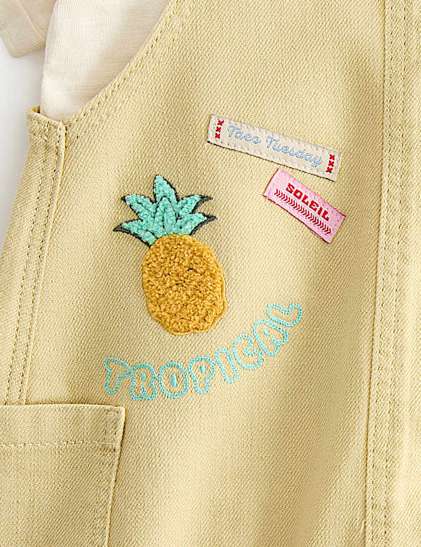 Ensemble 2 pi&egrave;ces brod&eacute; salopette et top (jusqu&rsquo;au 3 ans) - CH