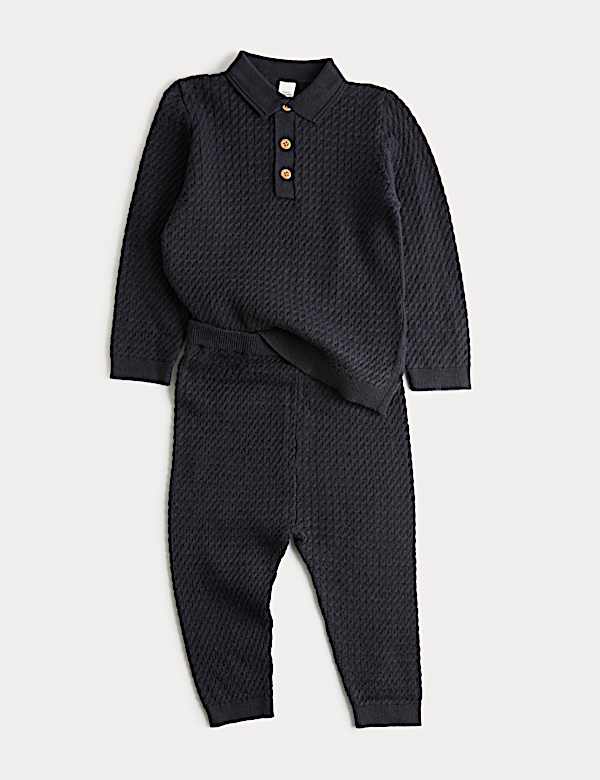 2-częściowy strój dzianinowy teksturowany (0–3 lata) - PL