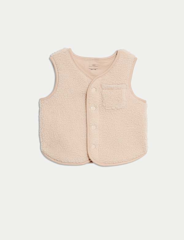 Ensemble 3 pièces avec sweat à rayures, pantalon de jogging veste sans manches imitation peau de mouton (jusqu’au 3 ans) - LU