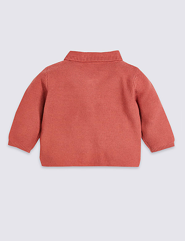 Pure Cotton Knitted Collared Cardigan (7lbs-3 Yrs)