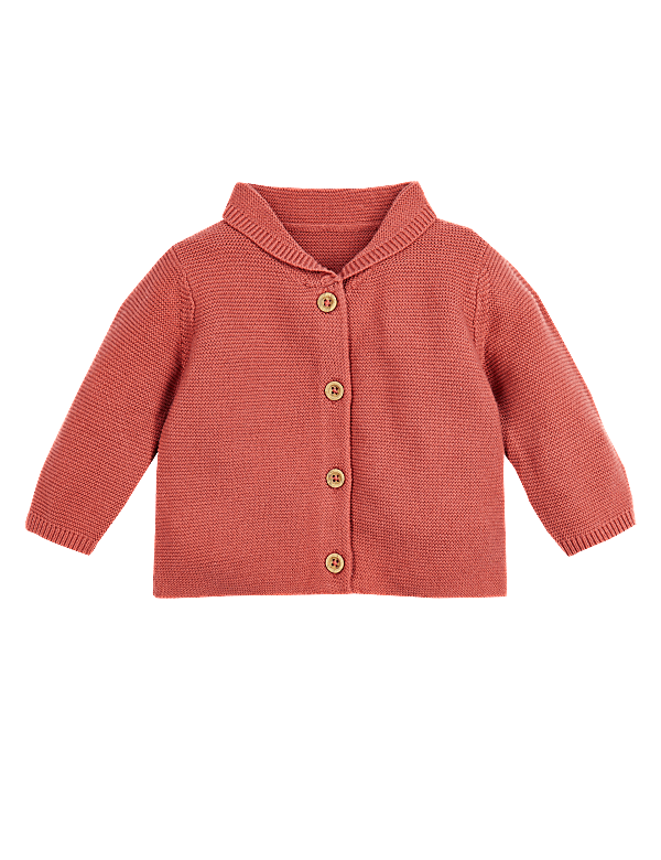 Pure Cotton Knitted Collared Cardigan (7lbs-3 Yrs)