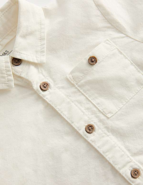 תלבושת 2 חלקים של חולצה ומכנסי צ'ינו מבד עשיר בכותנה (0-‏3 שנים) - IL