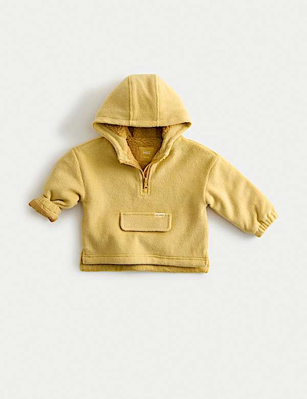 Cotton Blend Fleece Lined Half Zip Hoodie (0-3 Yrs) - US