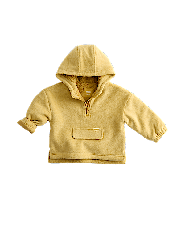 Cotton Blend Fleece Lined Half Zip Hoodie (0-3 Yrs)