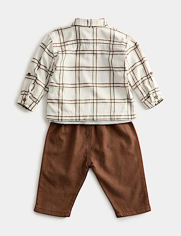 3pc Cotton Rich Checked Top & Bottom Outfit (0-3 Yrs) - IT