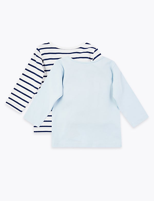 2 Pack Pure Cotton Whale Print Tops (7lbs-3 Yrs)