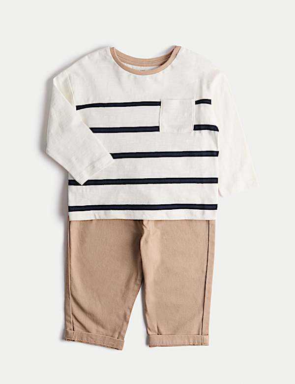 3pc Pure Cotton T-Shirt & Shacket Outfit (0-3 Yrs) - HU