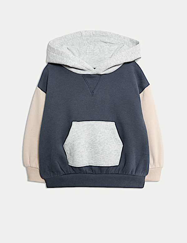 2pc Cotton Rich Colour Block Hooded Sweat Outfit (0-6 Yrs)