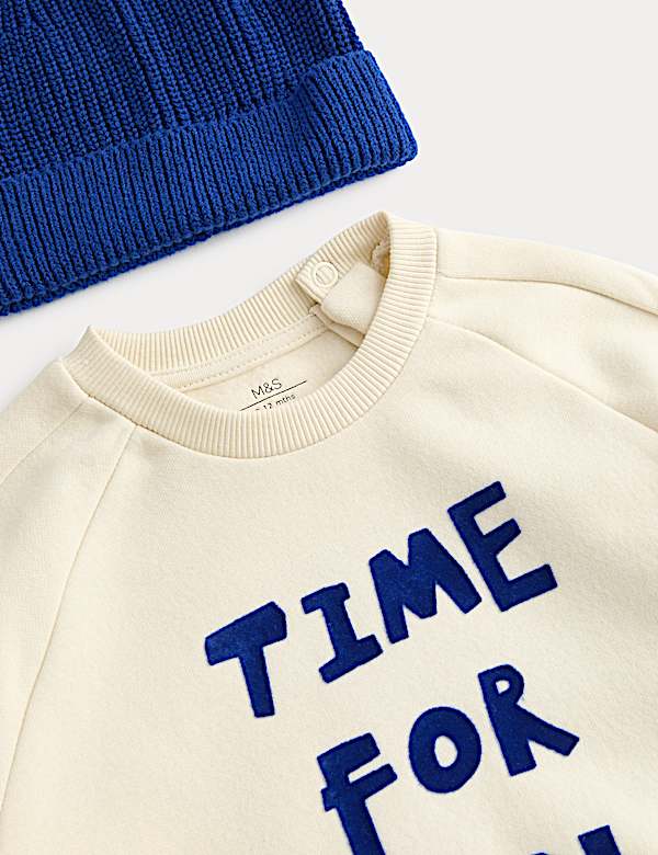 Katoenrijke outfit met &lsquo;Time for Fun&rsquo;-motief (0-6 jaar) - BE