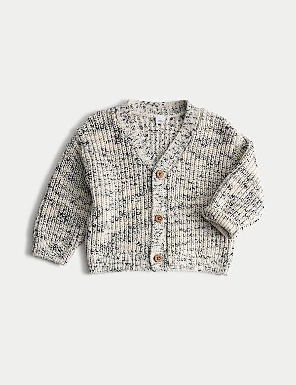 Pure Cotton Ribbed Knitted Cardigan (0-6 Yrs) - IT