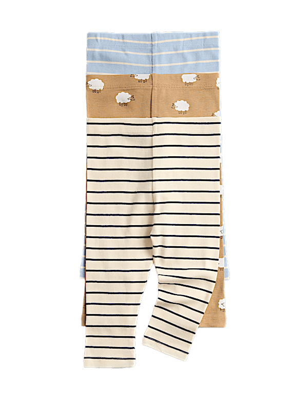 3 Pack Pure Cotton Printed Leggings (0-24 Mths)