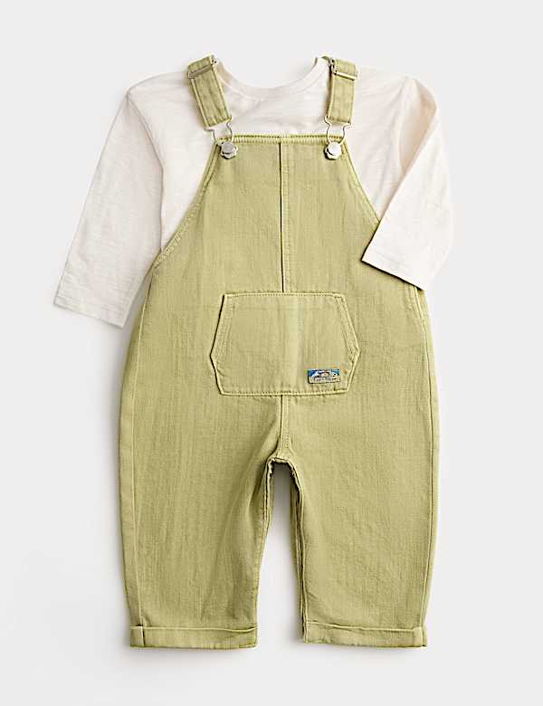 Cotton Rich Dungarees & Top Outfit (0-3 Yrs)
