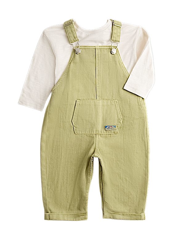 Cotton Rich Dungarees & Top Outfit (0-3 Yrs)