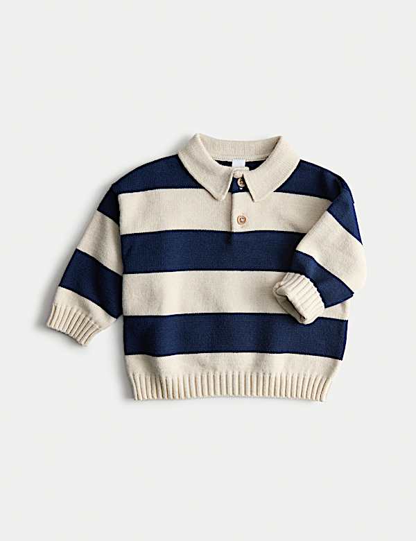 Striped Knitted Rugby Top (0-3 Yrs) - UA