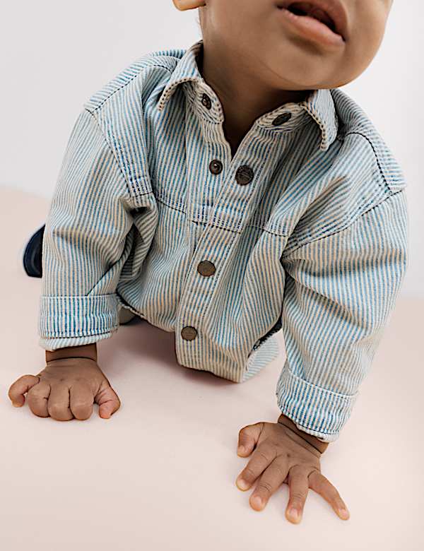 Conjunto de 3 piezas 100 % algod&oacute;n con dise&ntilde;o milrayas azules (0-3 a&ntilde;os) - US