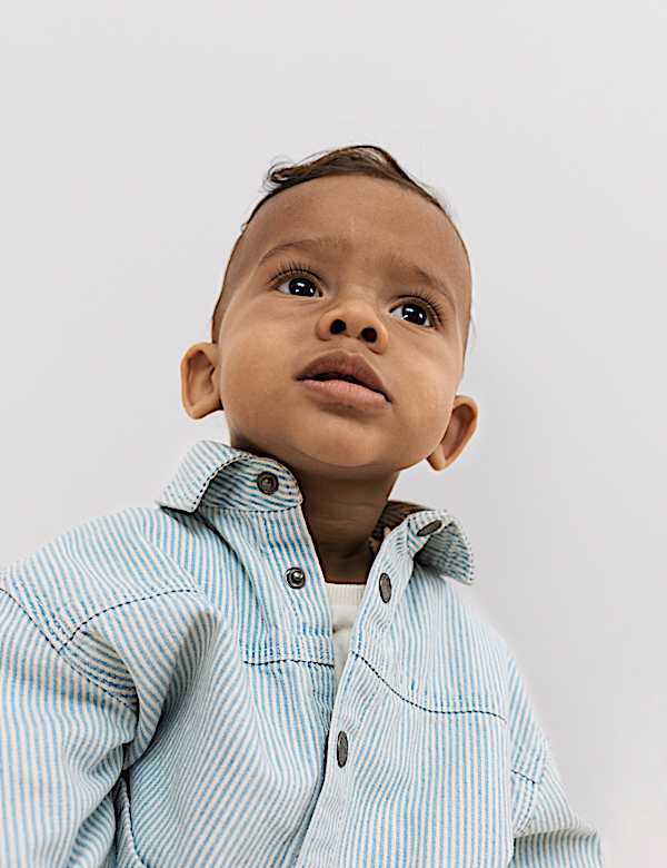 Conjunto de 3 piezas 100 % algod&oacute;n con dise&ntilde;o milrayas azules (0-3 a&ntilde;os) - US