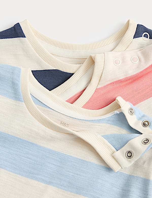 3 Pack Pure Cotton Striped Tops (0-5 Yrs) - IS