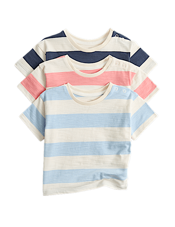 3 Pack Pure Cotton Striped Tops (0-5 Yrs)