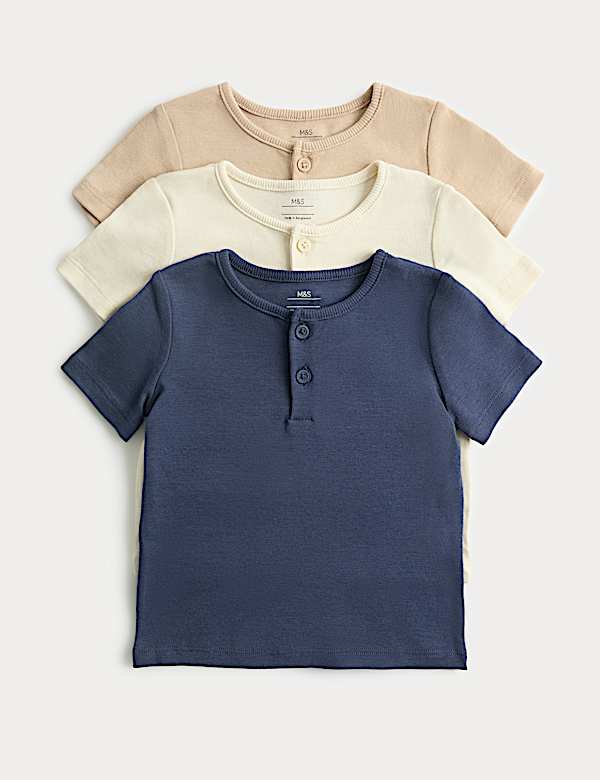 3 Pack Short Sleeve Henley Tops (0-5 Yrs)