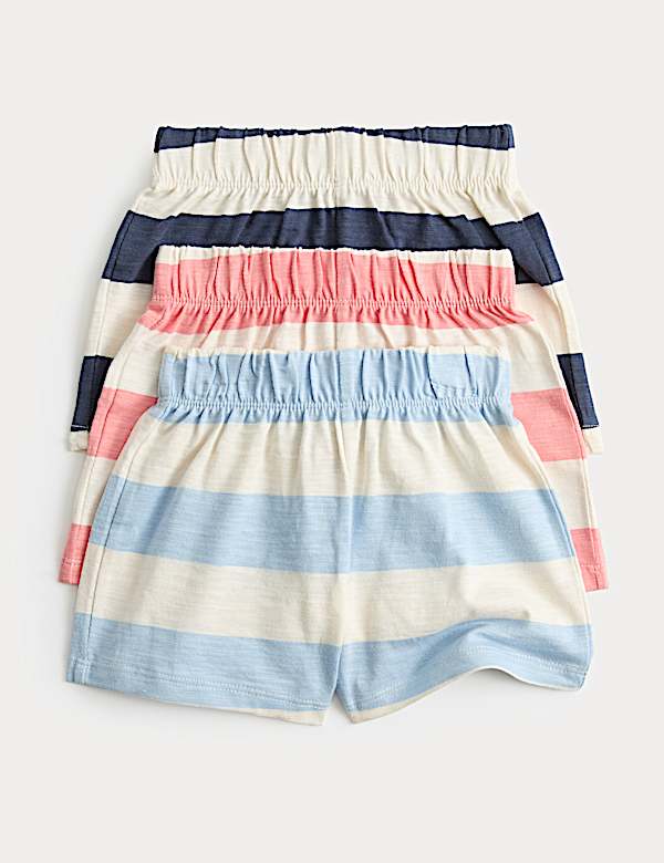 3 Pack Pure Cotton Striped Shorts (0-5 Yrs)