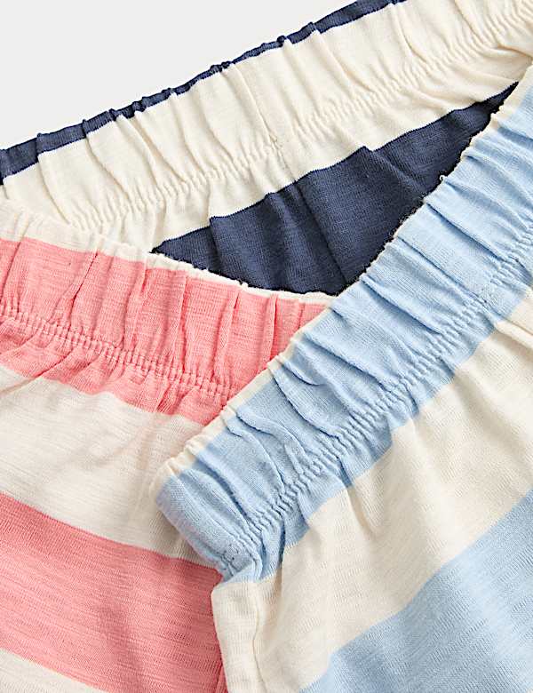 3 Pack Pure Cotton Striped Shorts (0-5 Yrs) - KG
