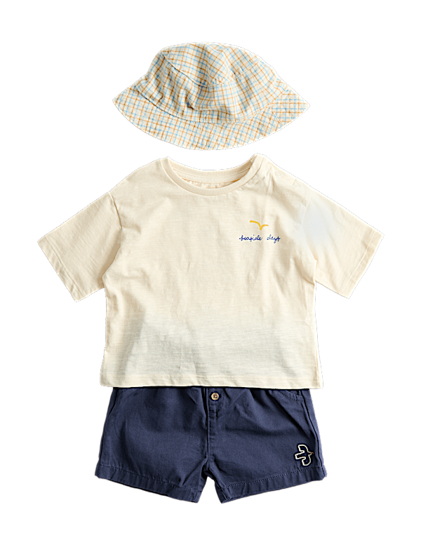 3 Piece Pure Cotton Outfit with Hat (0-5 Yrs)
