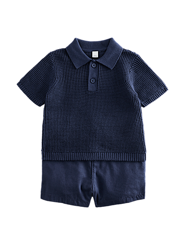 2 Piece Knitted Polo Shirt and Chino Shorts (0-5 Yrs)