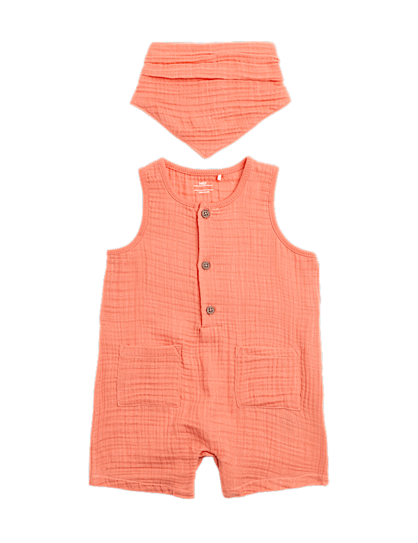 Pure Cotton Romper with Bib (0-3 Yrs)