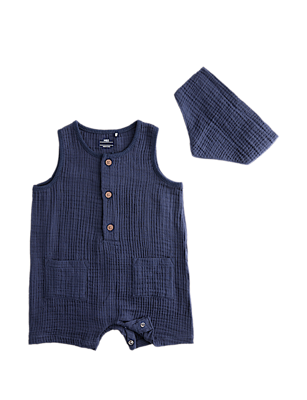 Pure Cotton Romper with Bib (0-3 Yrs)