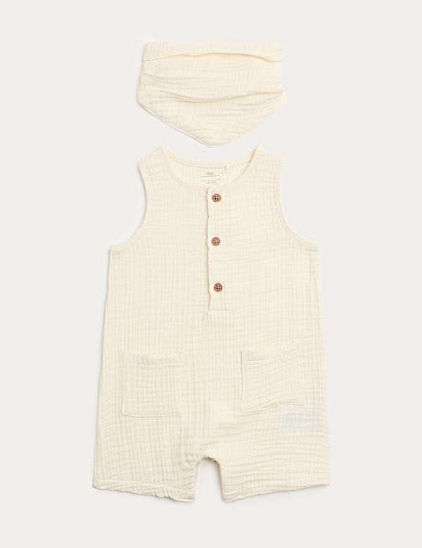 Pure Cotton Romper with Bib (0-3 Yrs)