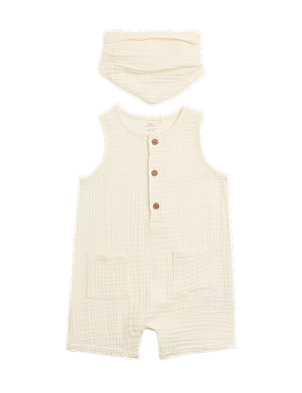 Pure Cotton Romper with Bib (0-3 Yrs)