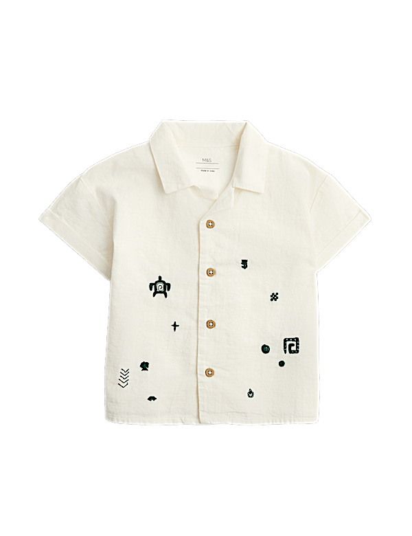 Pure Cotton Aztec Embroidered Shirt (0-5 Yrs)