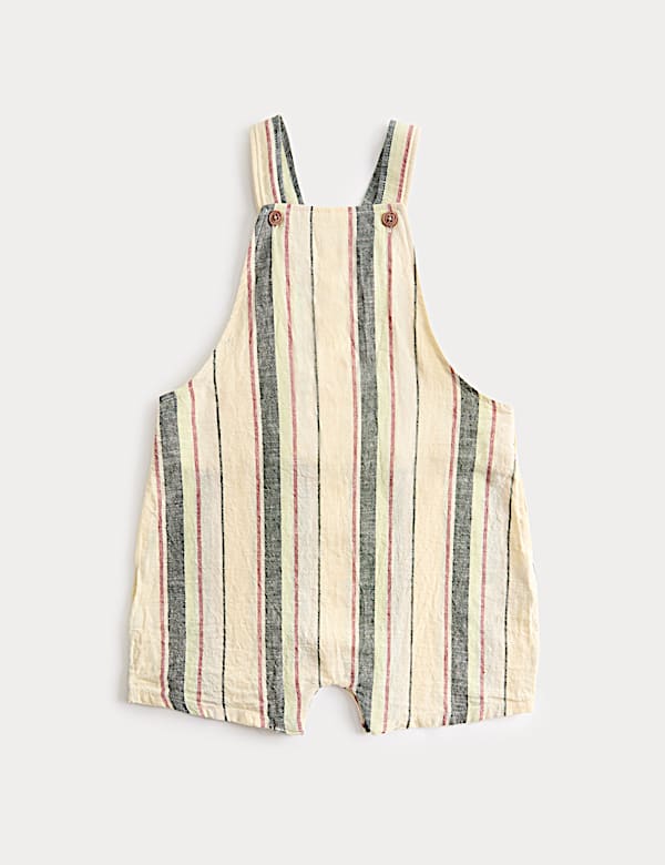 Linen Blend Striped Bibshort (0-3 Yrs)