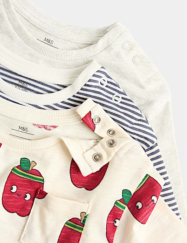 3 Pack Pure Cotton Apple Print Tops (0-5 Yrs)