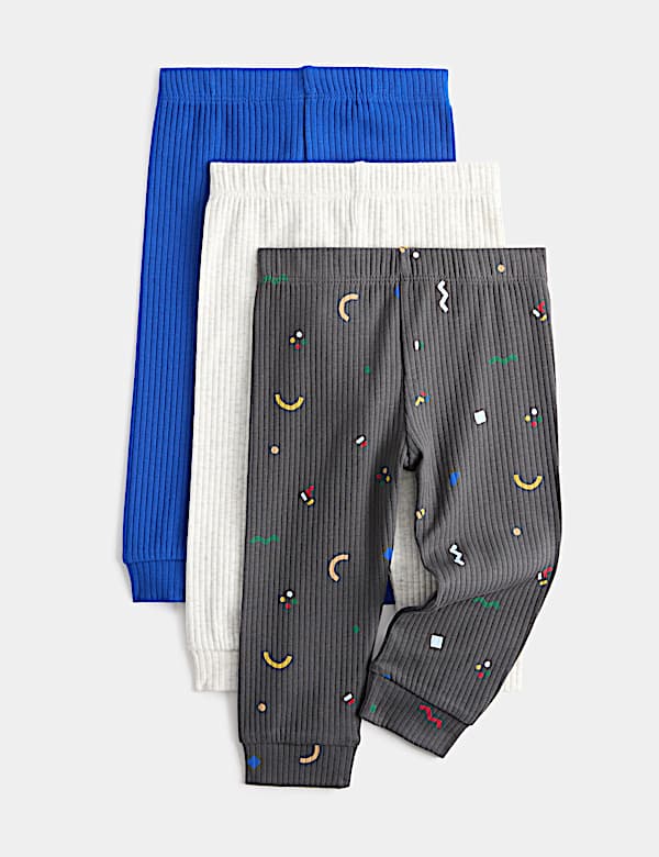 3 Pack Cotton Rich Abstract Ribbed Leggings (0 Mths-4 Yrs)
