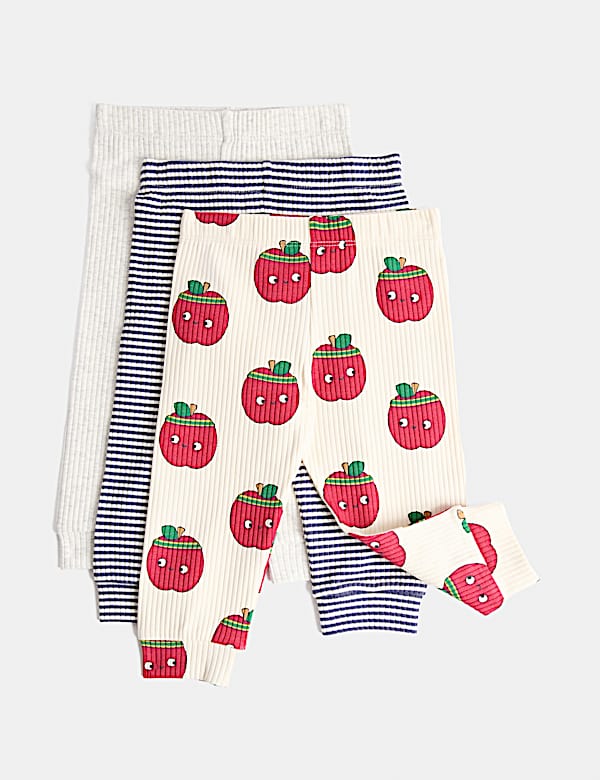 3 Pack Cotton Rich Apple Print Leggings (0 Mths-4 Yrs)