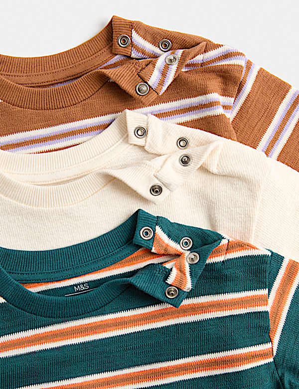 3 Pack Pure Cotton Striped Tops (0-5 Yrs)