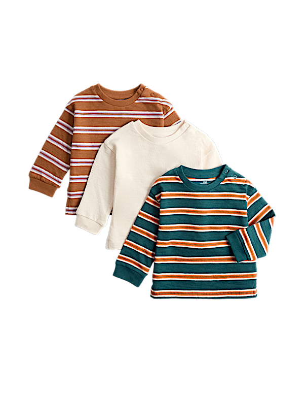 3 Pack Pure Cotton Striped Tops (0-5 Yrs)
