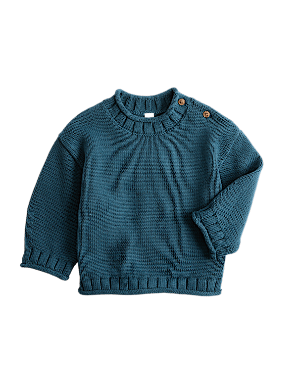 Pure Cotton Roll Hem Jumper (0 Mths-5 Yrs)