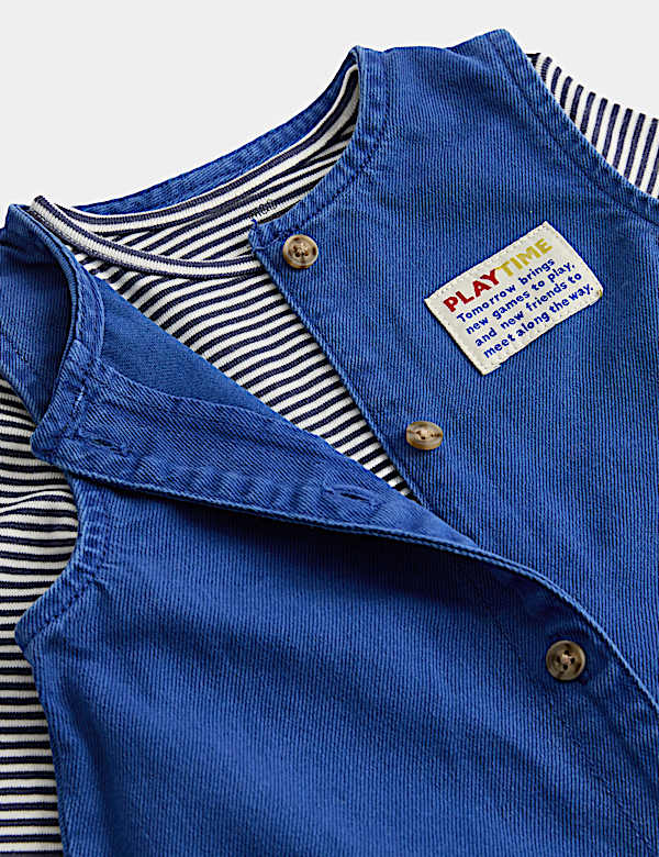 2 Piece Pure Cotton Button Up Romper Outfit (0-3 Yrs) - CH
