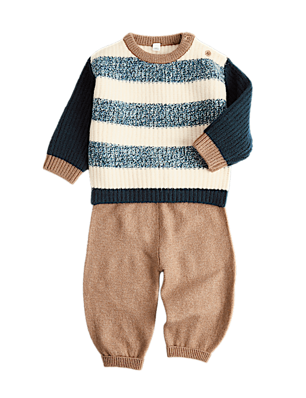 Knitted Striped Jumper and Jogger Outfit (0-3 Yrs)