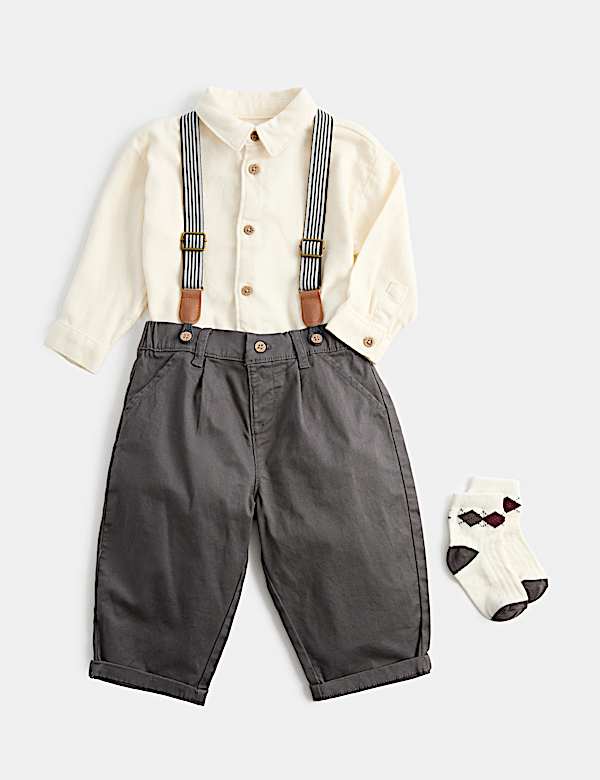 Cotton Shirt, Trouser and Braces Outfit (0-5 Yrs)